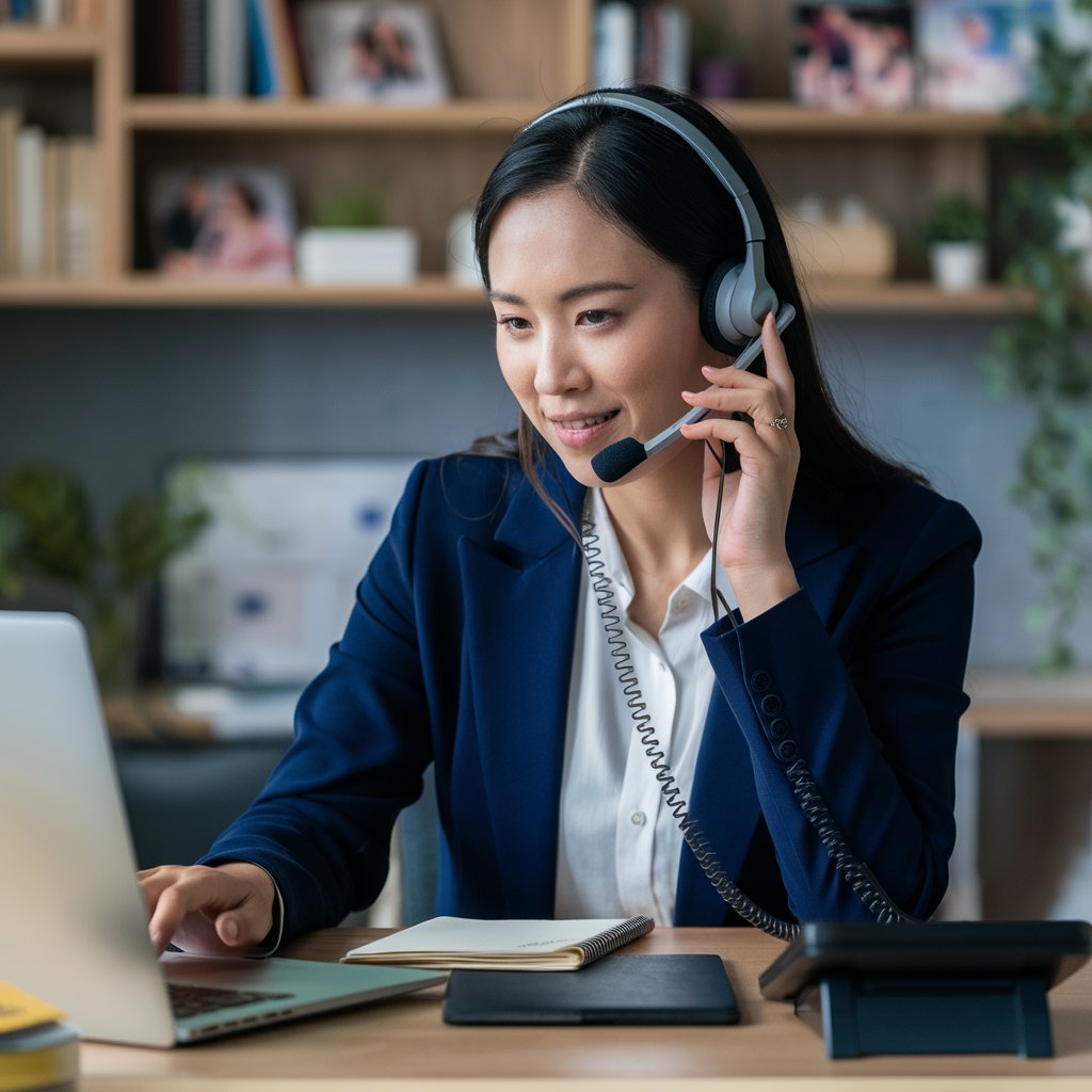 a woman working from home as a customer service agent